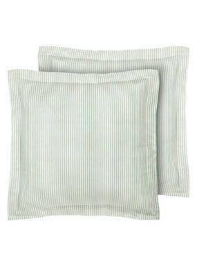 2 PC Laura Ashley Classic Pinstripe Euro Pillow Shams Green - NEW
